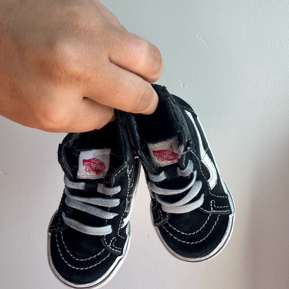 Vans Sk8-Hi Zip Toddler 4 Black White High Top Sneakers Streetwear y2k Skate - Picture 5 of 7